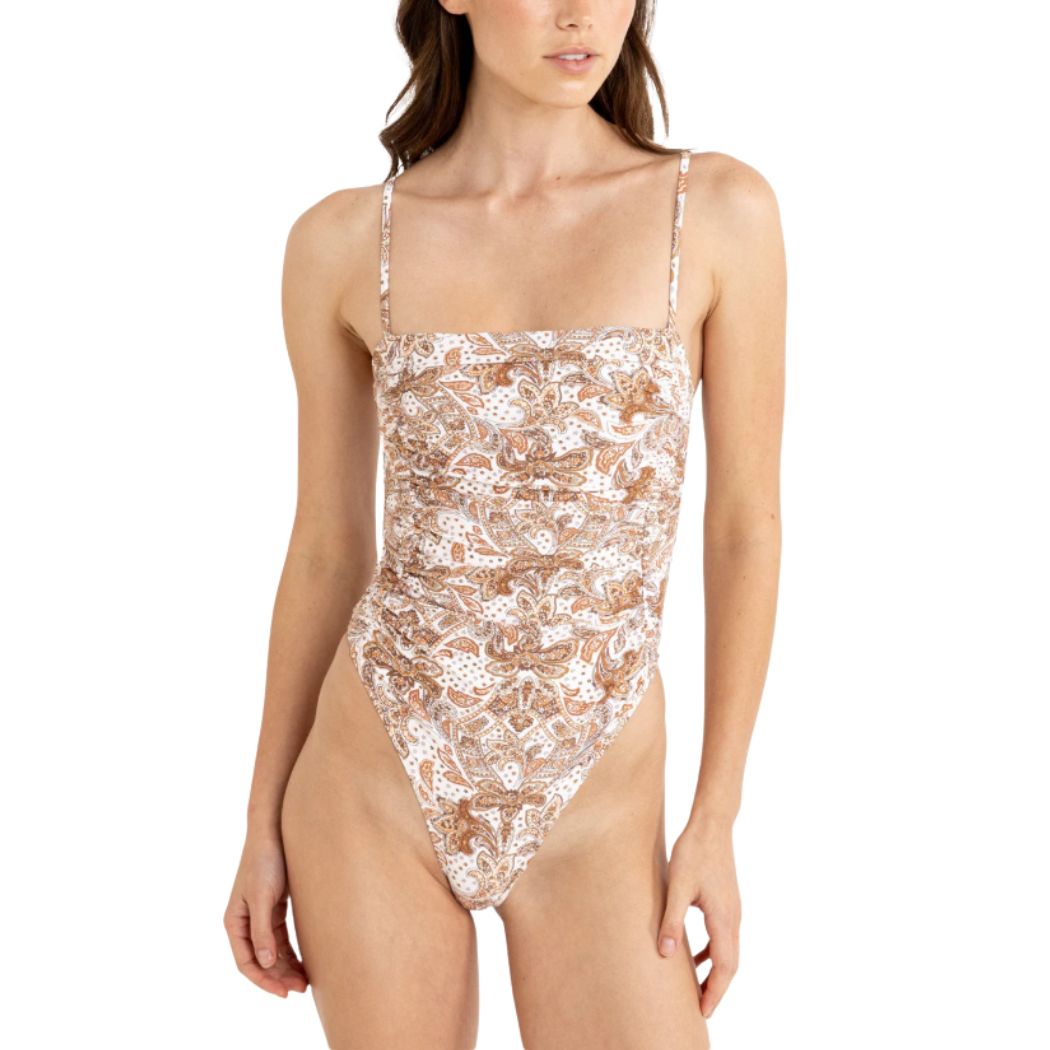 Rhythm Impala Paisley Scrunched Side One Piece Natural