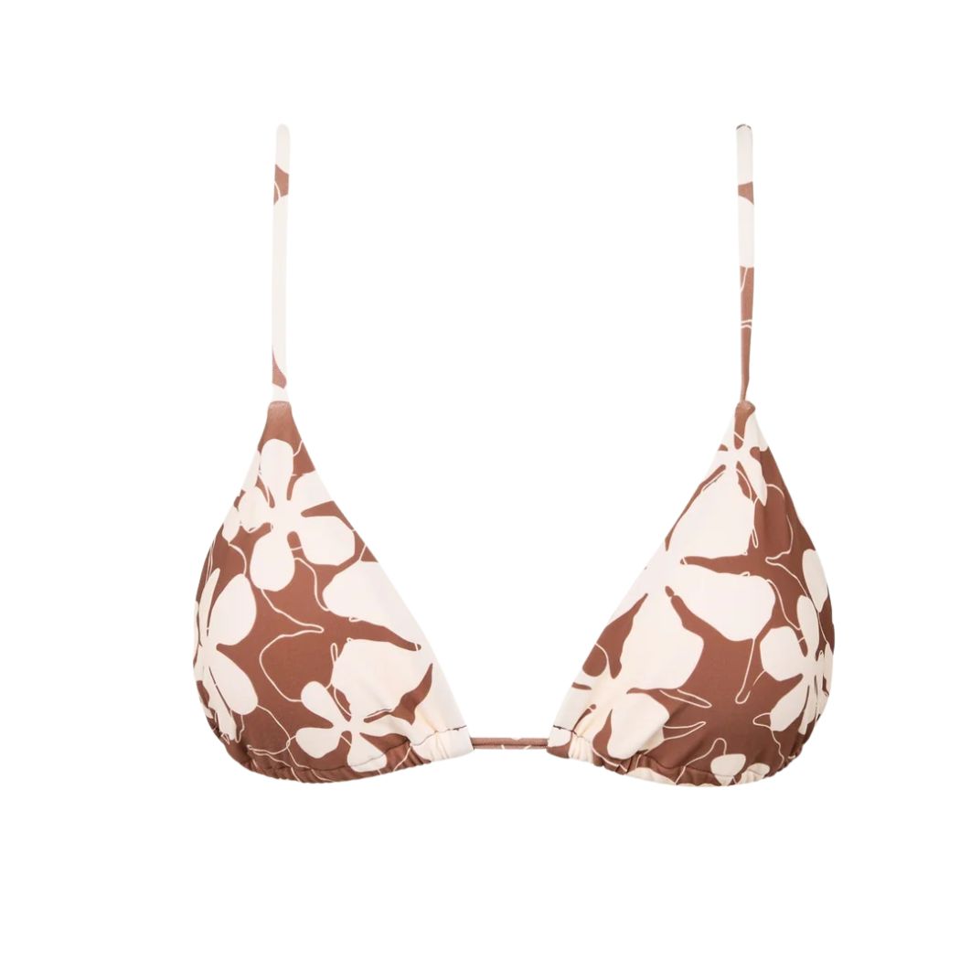 Rhythm Melia Floral Slide Tri Top Chocolate