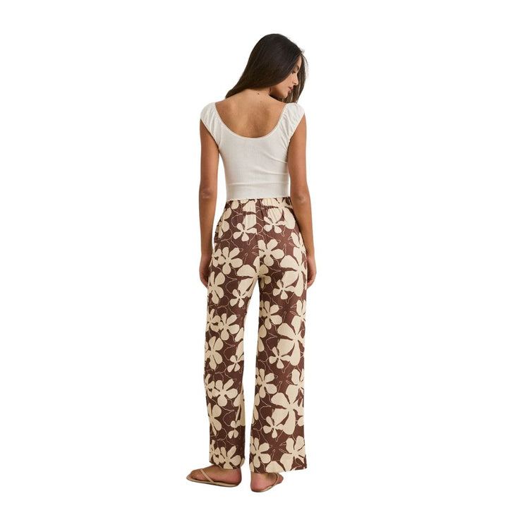 Rhythm Melia Floral Wide Leg Pant Chocolate