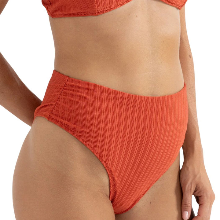 Rhythm Pacific Rib Gathered Hi Waist Pant Fire