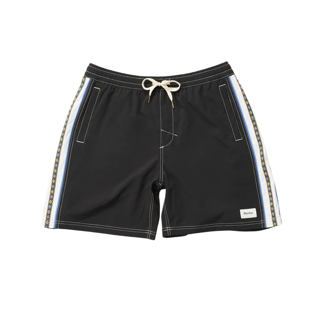 Rhythm Panel Stripe Beach Short Black