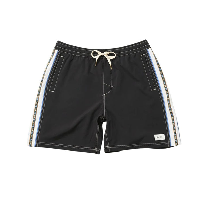 Rhythm Panel Stripe Beach Short Black