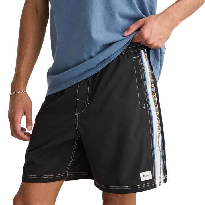 Rhythm Panel Stripe Beach Short Black