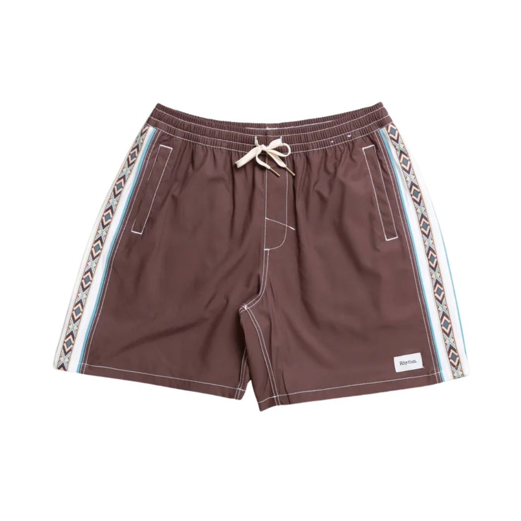 Rhythm Panel Stripe Beach Short Chestnut