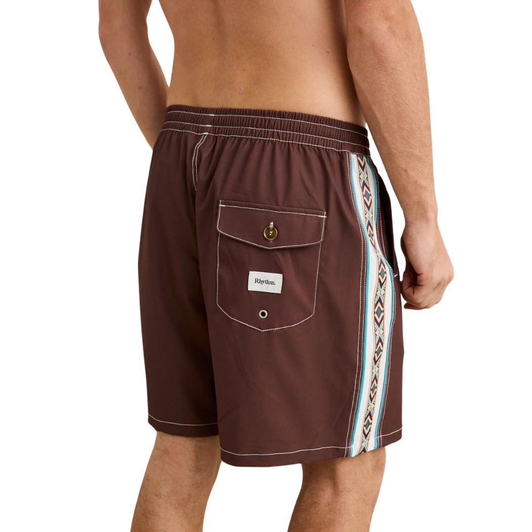 Rhythm Panel Stripe Beach Short Chestnut
