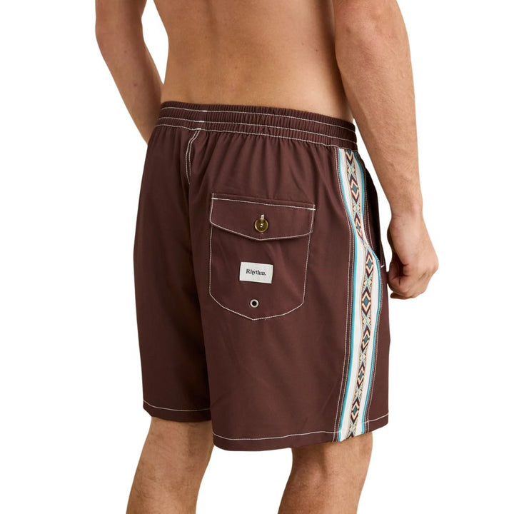 Rhythm Panel Stripe Beach Short Chestnut