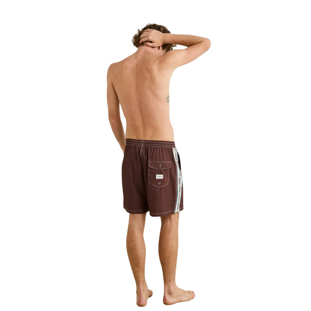 Rhythm Panel Stripe Beach Short Chestnut