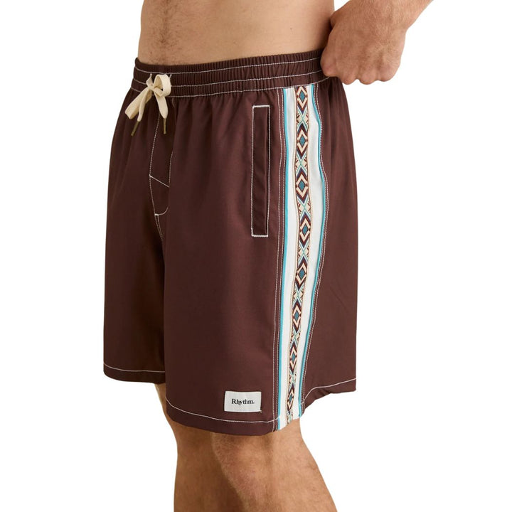 Rhythm Panel Stripe Beach Short Chestnut