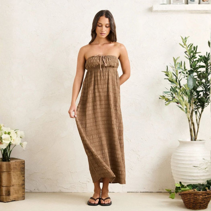 Rhythm Sandy Cove Maxi Dress Brown