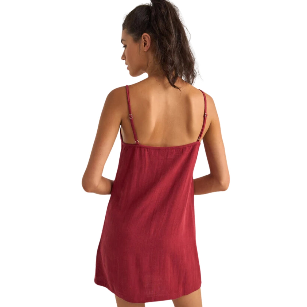 Rhythm Seacoast Keyhole Slip Dress Sangria