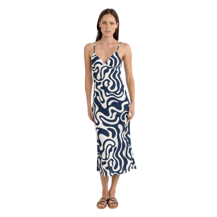 Rhythm Waverly Bias Cut Midi Dress Ink