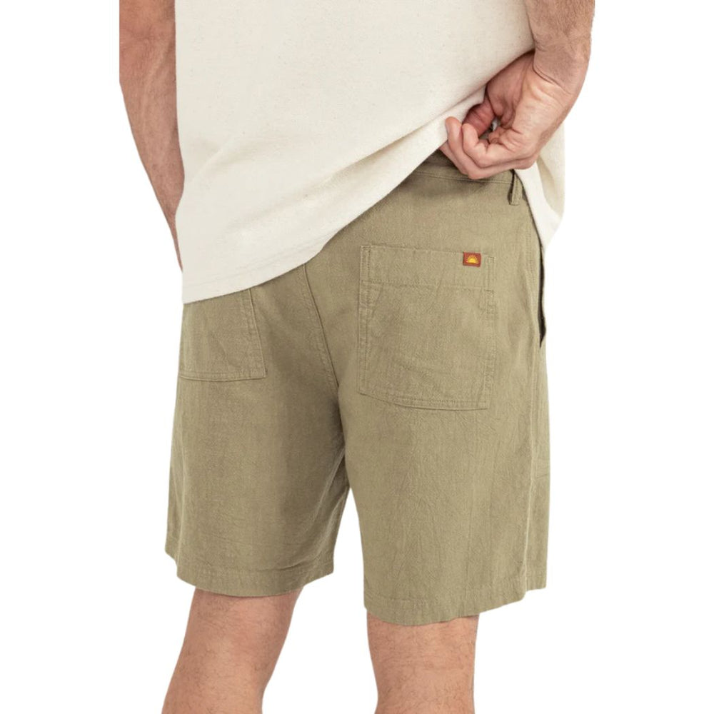 Rhythm Worn Path Textured Linen Short Olive