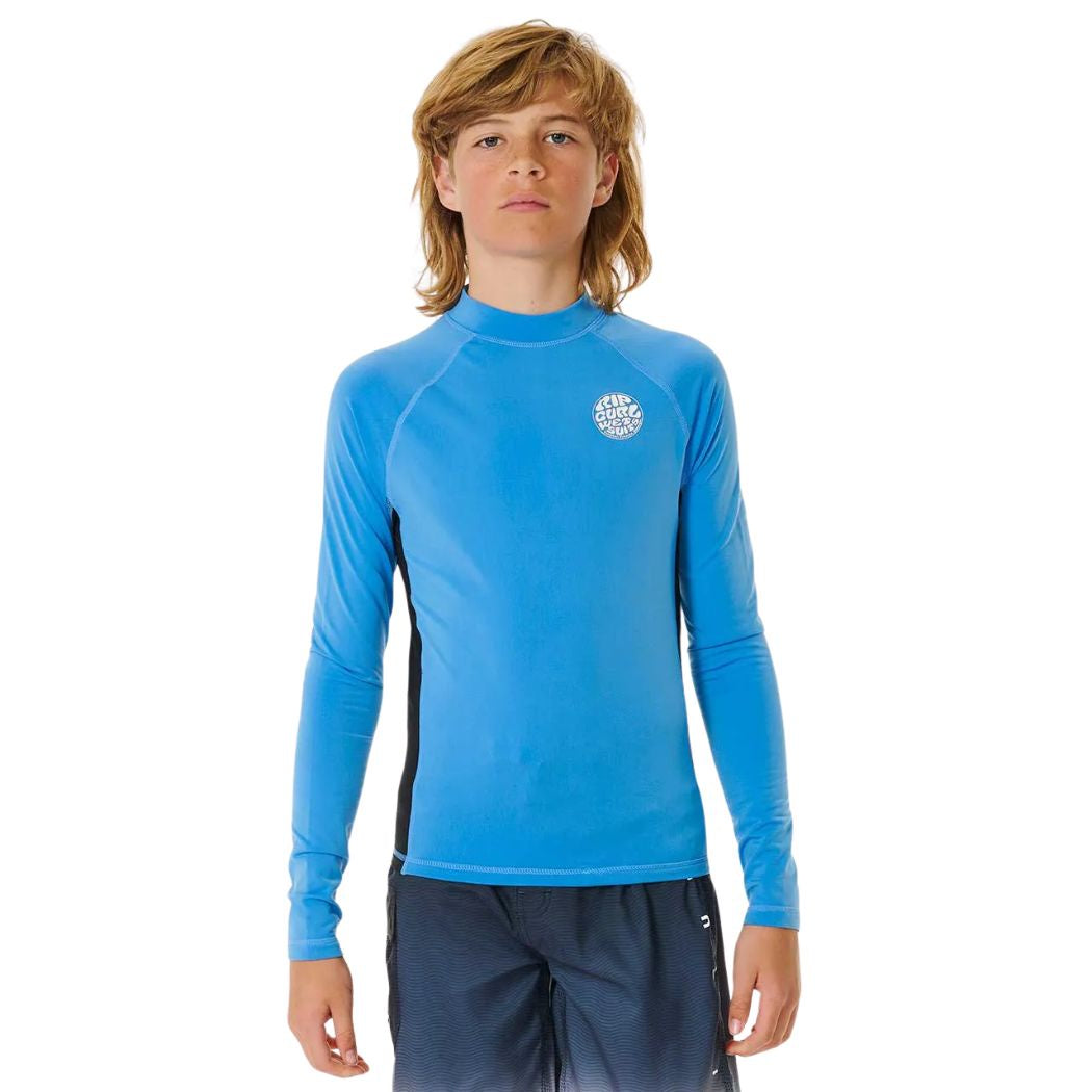 Rip Curl Boys Icons UV Brushed LS Rash Shirt Blue Gum