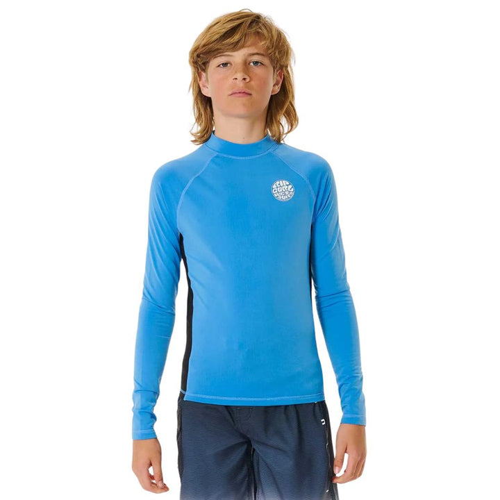 Rip Curl Boys Icons UV Brushed LS Rash Shirt Blue Gum