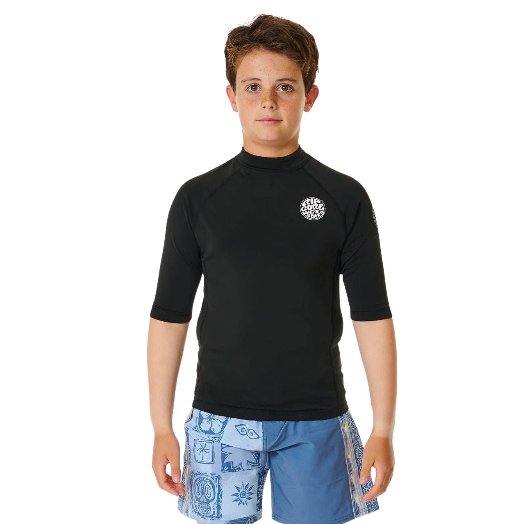 Rip Curl Boys Icons UV Brushed SS Rashvest Black