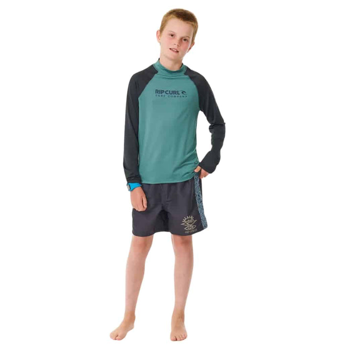 Rip Curl Boys Shock UPF LS Rash Shirt Blue Stone