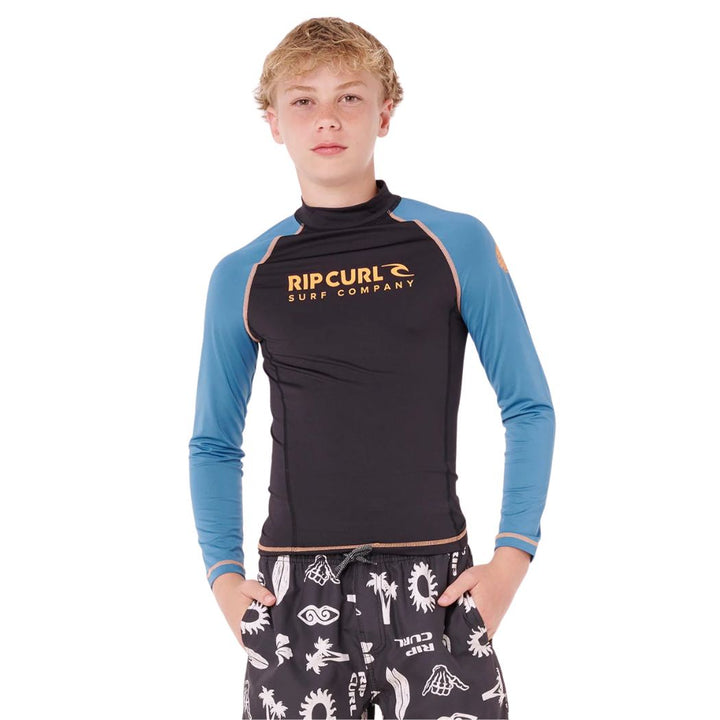Rip Curl Boys Shock UPF LS Rash Shirt Storm Blue