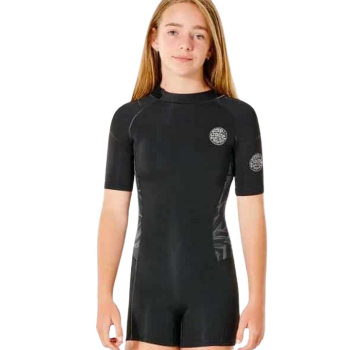 Rip Curl Girl Dawn Patrol Short Sleeve Springsuit Black Charcoal