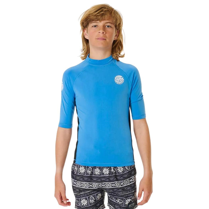 Rip Curl Icons UV Brushed SS Rash Shirt Boy Blue Gum