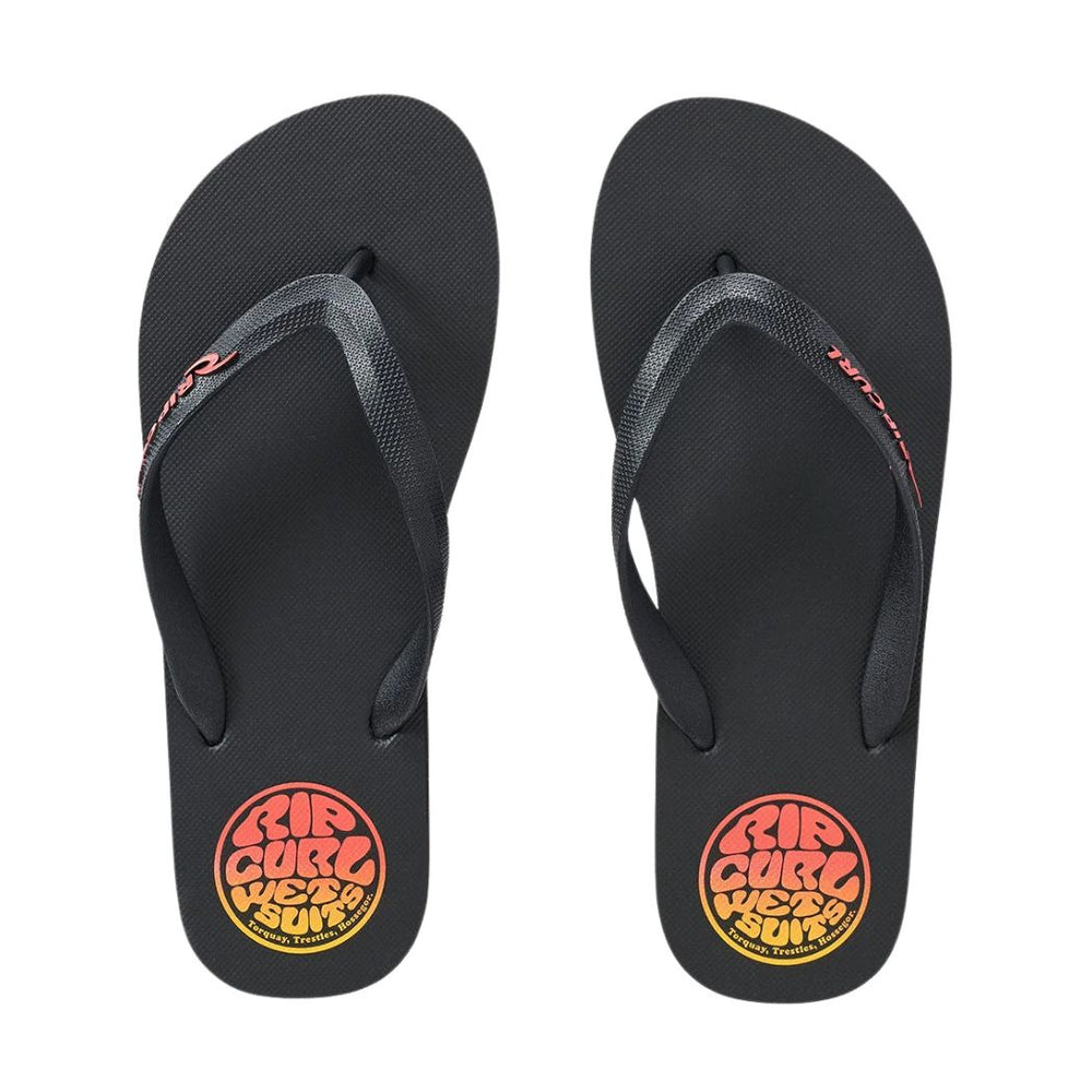 Rip Curl Icons Of Surf Bloom Open Toe Thongs Black Orange