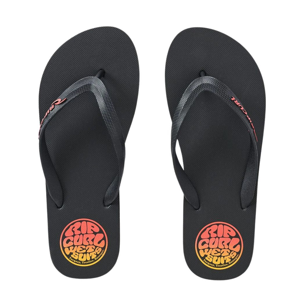 Rip Curl Icons Of Surf Bloom Open Toe Thongs Black Orange