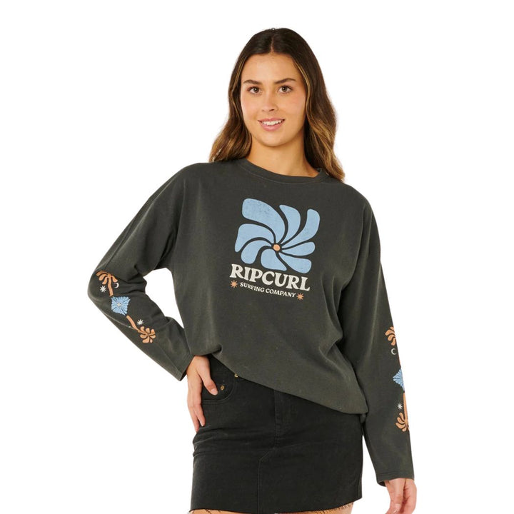 Rip Curl Pacific Coast Heritage Long Sleeve Tee Washed Black