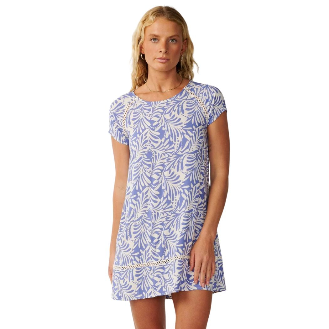 Rip Curl Party Wave Shift Dress White Blue