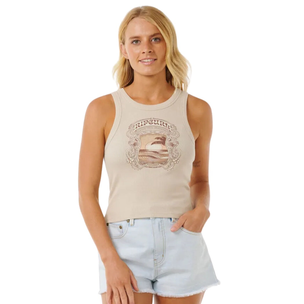 Rip Curl Sea Shells Rib Tank Natural