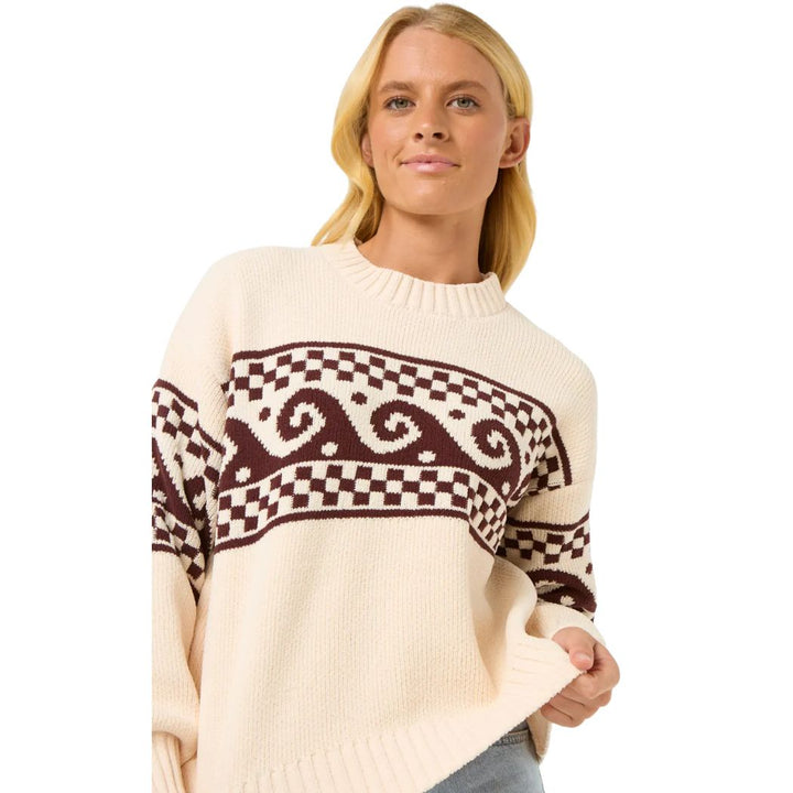 Rip Curl Soleil Knit Crew Brown Off White