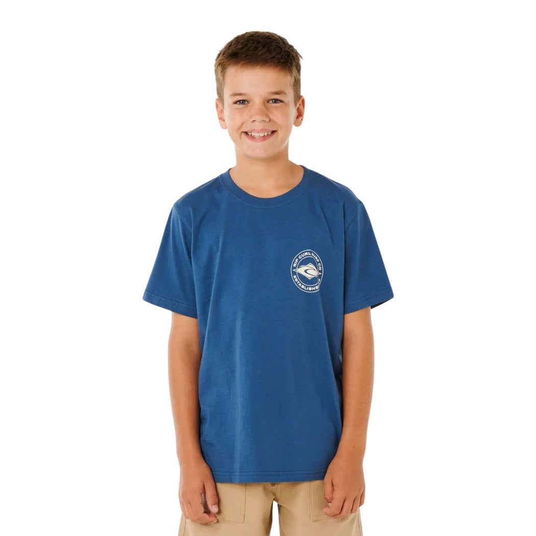 Rip Curl Stapler Tee Boy Light Navy