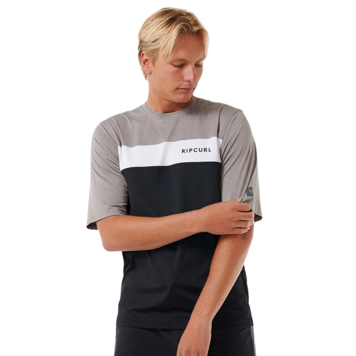 Rip Curl Undertow Short Sleeve Rash Shirt Black Grey