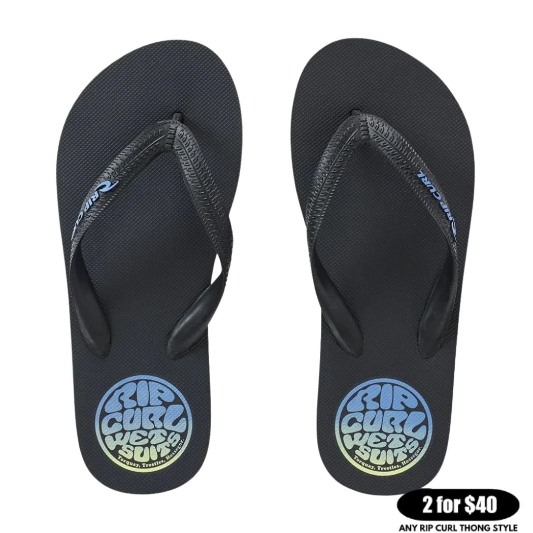 Rip Curl Boy Icons Bloom Thongs Black