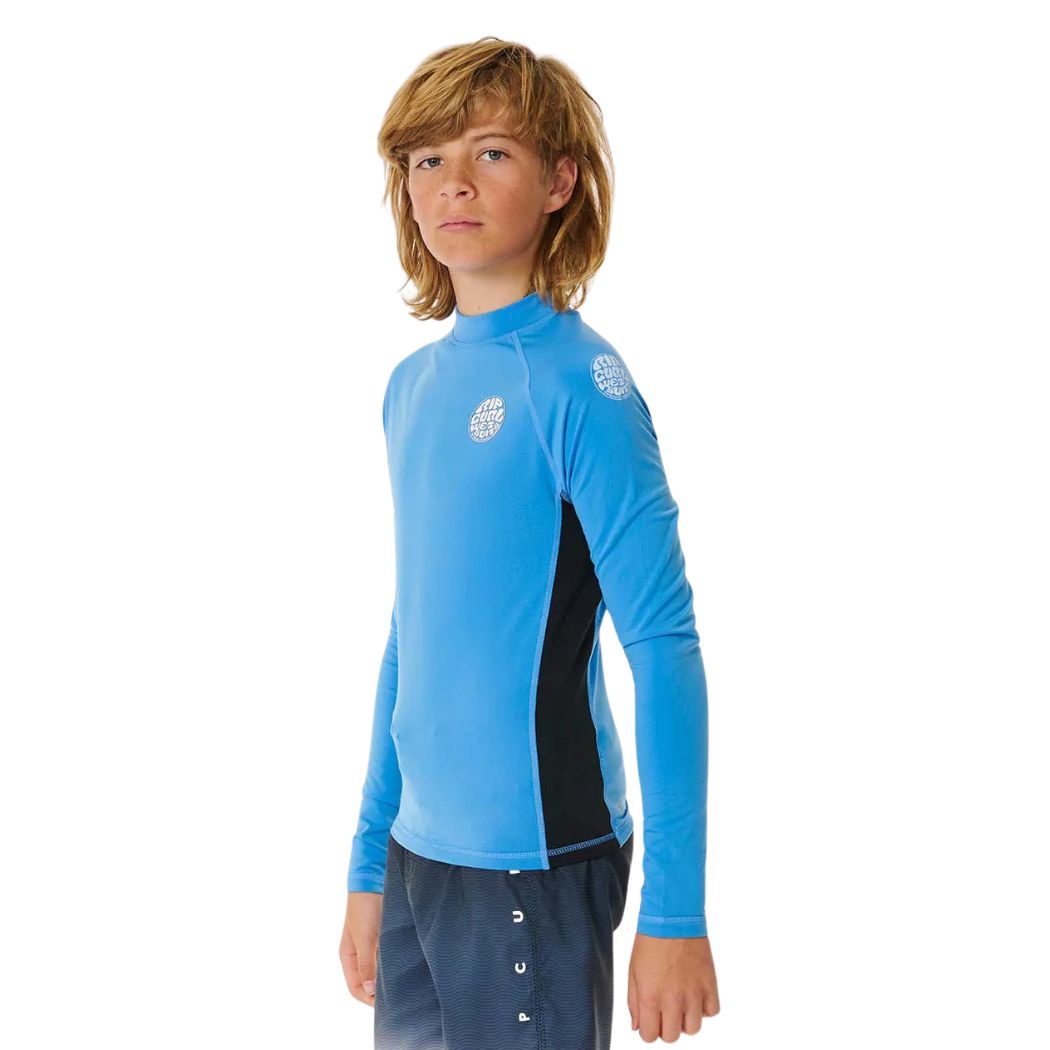 Rip Curl Boys Icons UV Brushed LS Rash Shirt Blue Gum