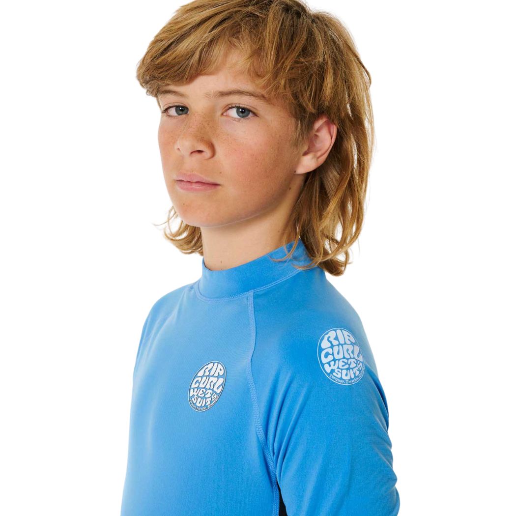Rip Curl Boys Icons UV Brushed LS Rash Shirt Blue Gum