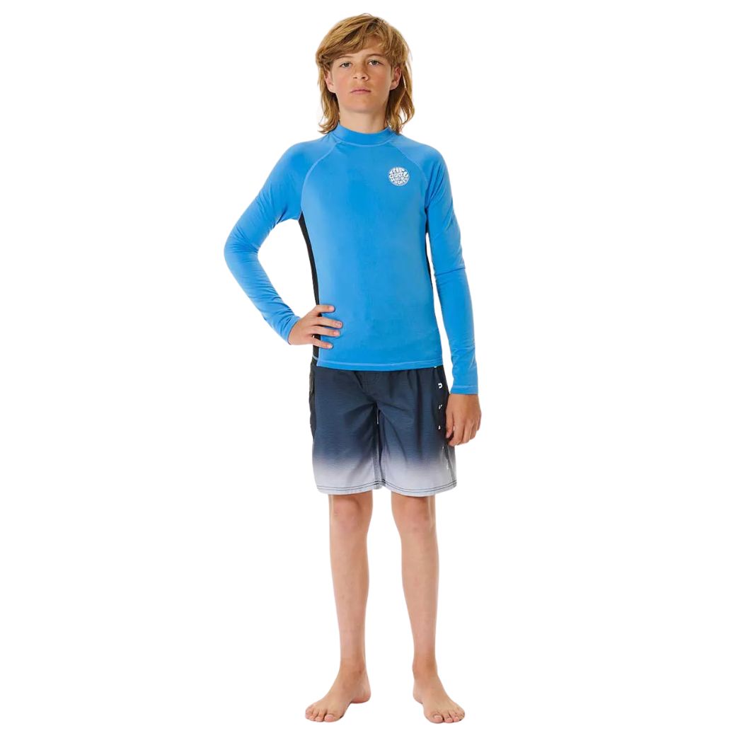 Rip Curl Boys Icons UV Brushed LS Rash Shirt Blue Gum