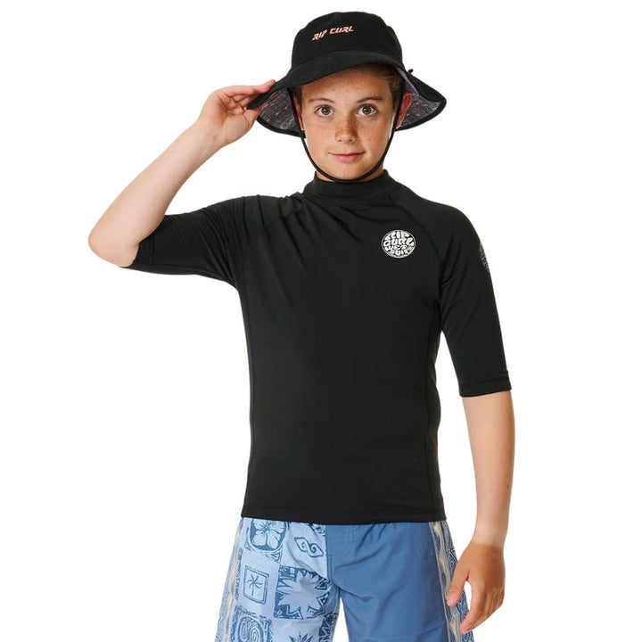 Rip Curl Boys Icons UV Brushed SS Rashvest Black