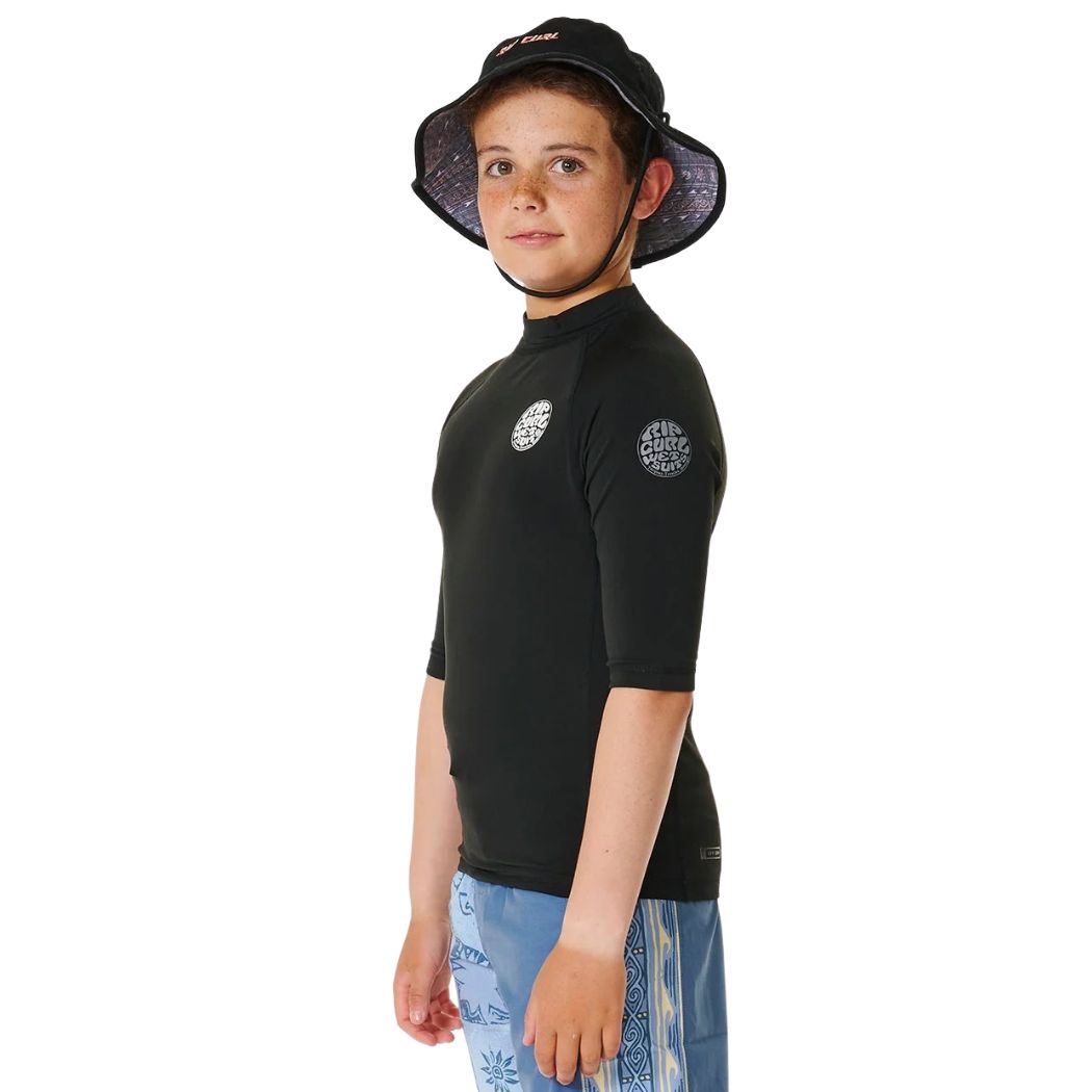 Rip Curl Boys Icons UV Brushed SS Rashvest Black