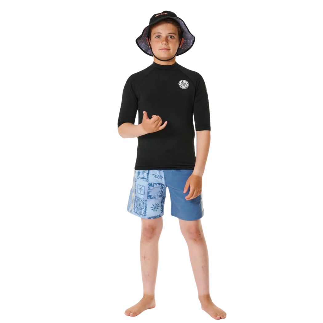 Rip Curl Boys Icons UV Brushed SS Rashvest Black