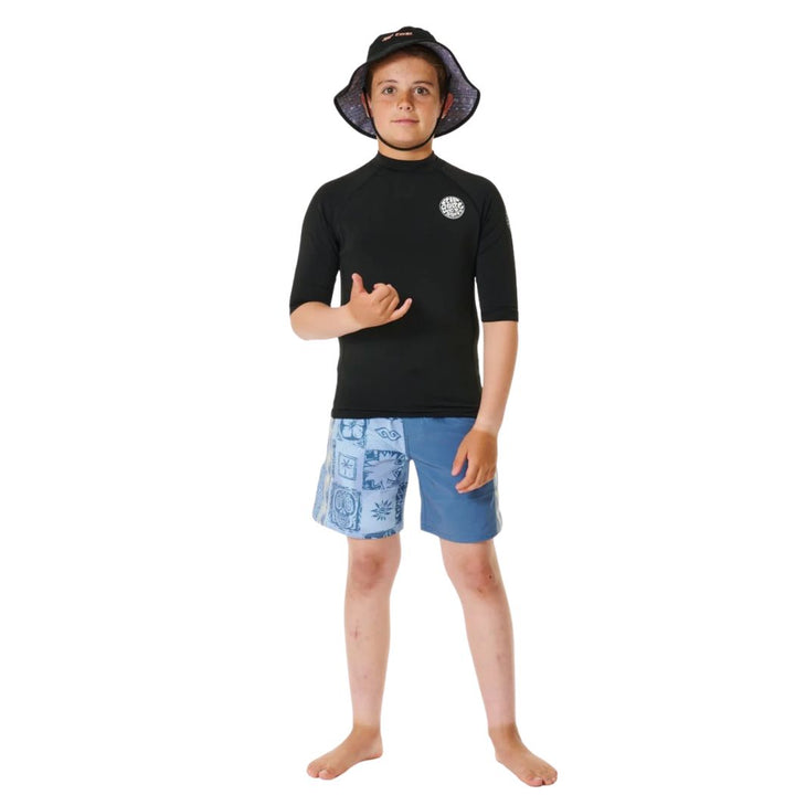 Rip Curl Boys Icons UV Brushed SS Rashvest Black