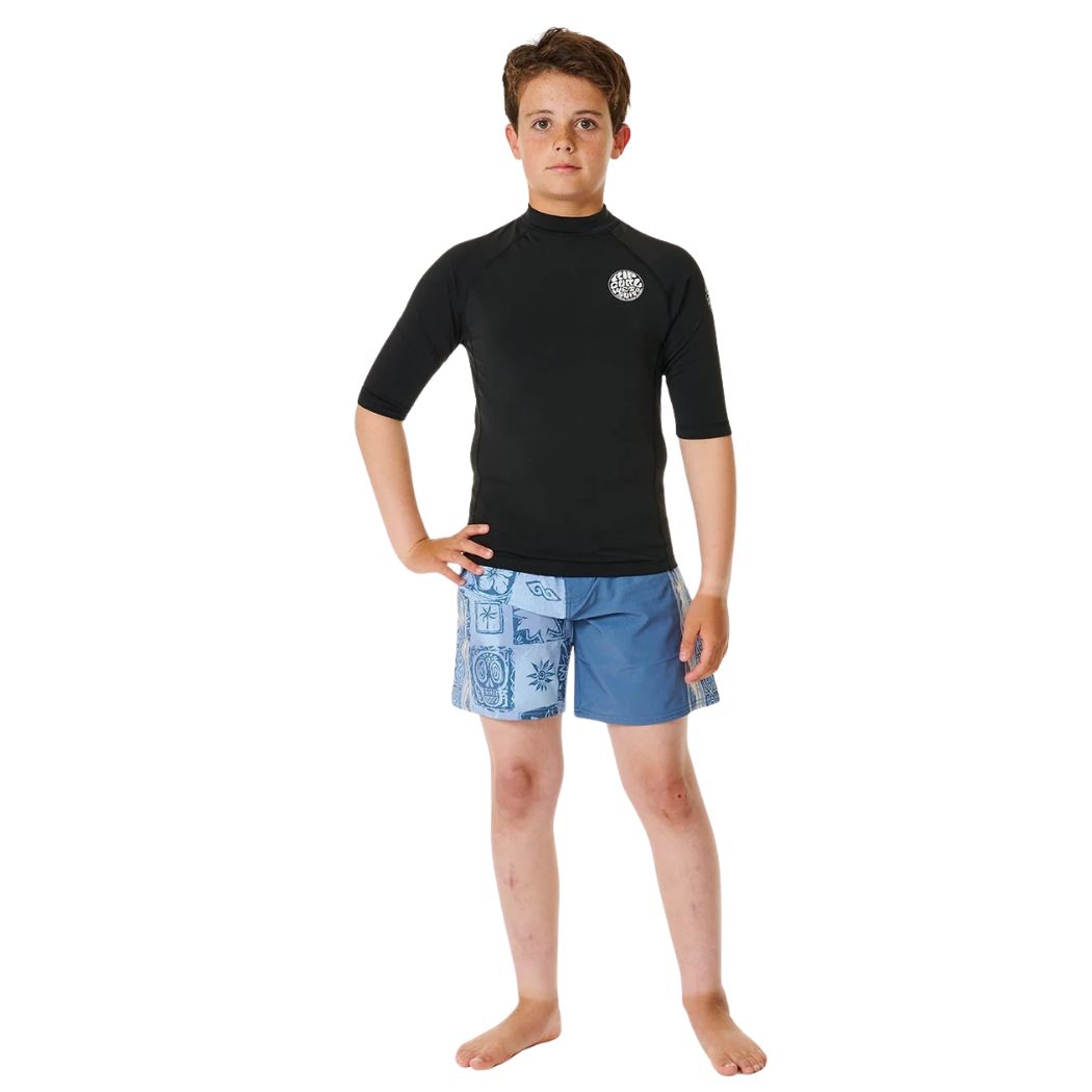 Rip Curl Boys Icons UV Brushed SS Rashvest Black