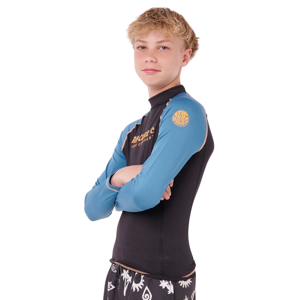Rip Curl Boys Shock UPF LS Rash Shirt Storm Blue