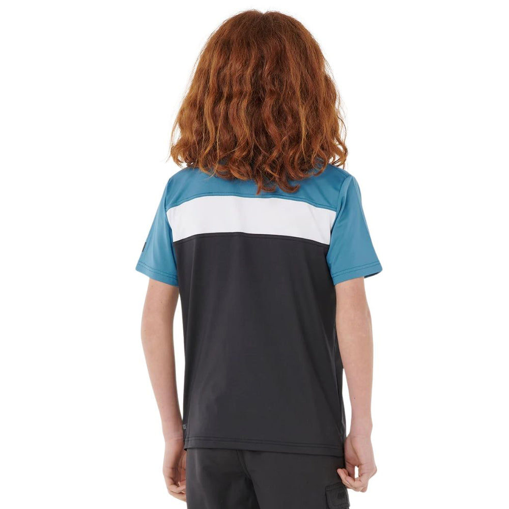 Rip Curl Boys Undertow Short Sleeve Rash Shirt Storm Blue
