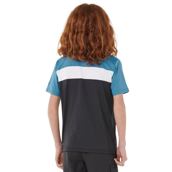 Rip Curl Boys Undertow Short Sleeve Rash Shirt Storm Blue