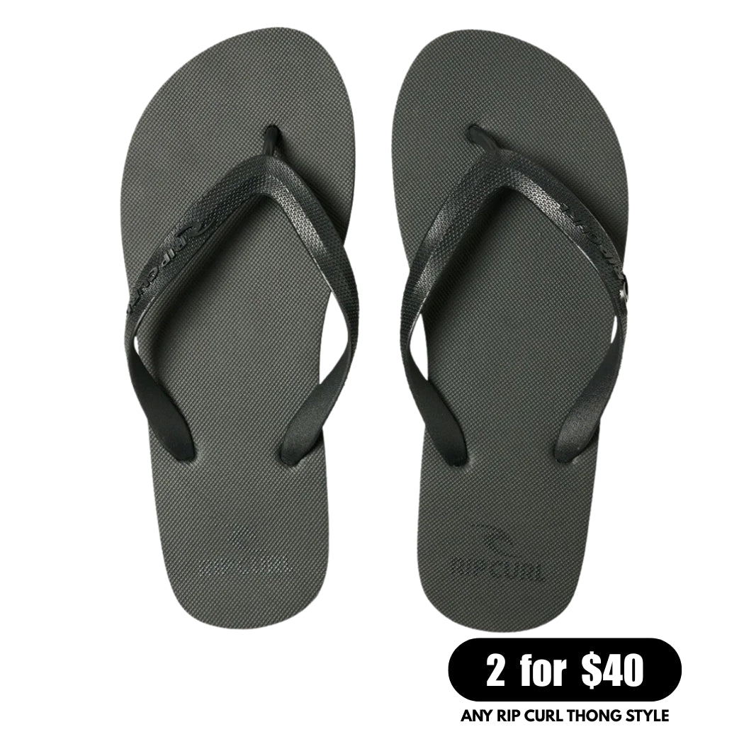 Rip Curl Brand Logo Bloom Open Toe Thongs Black