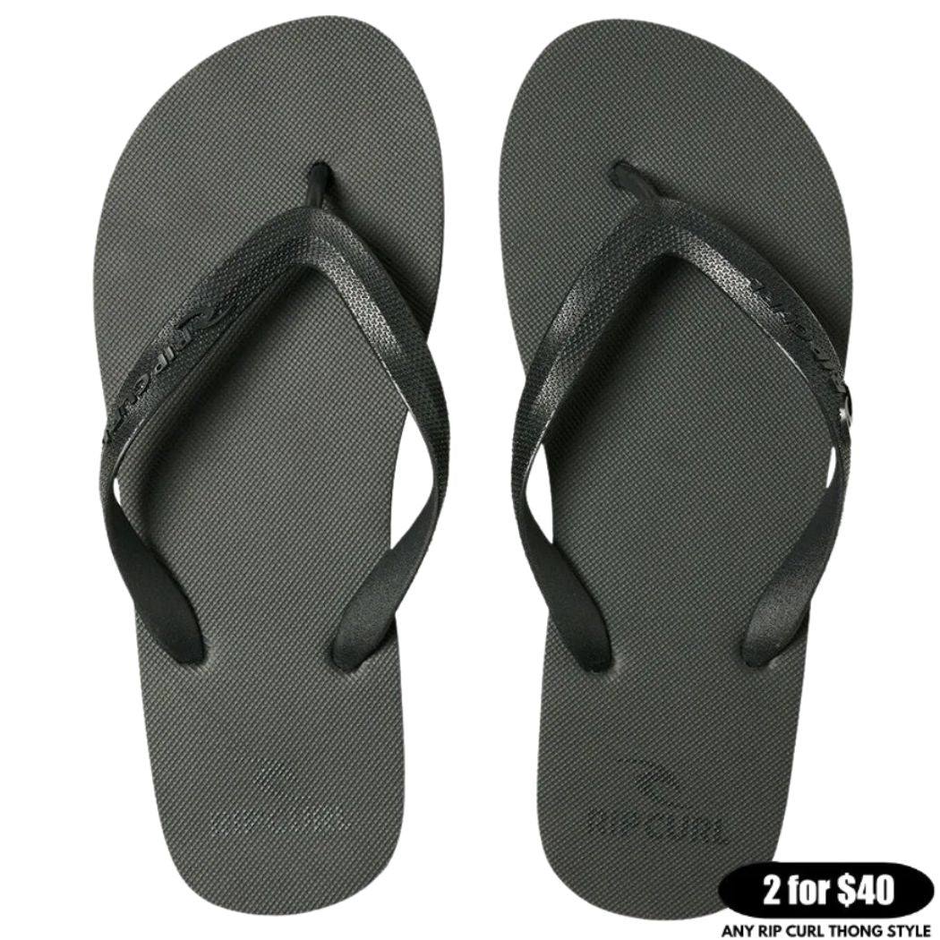 Rip Curl Brand Logo Bloom Open Toe Thongs Black