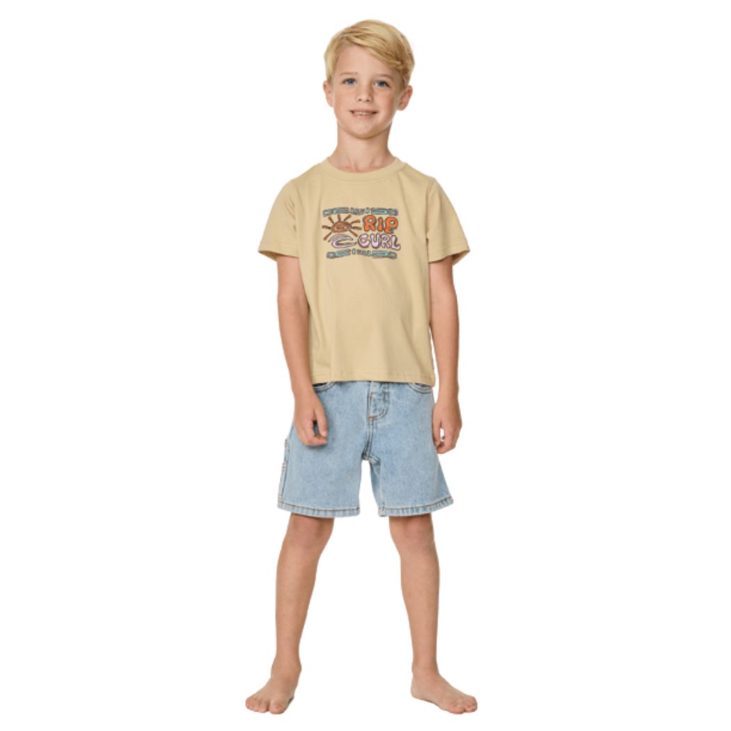 Rip Curl Cosmic Surfing Logo Tee Boy Khaki Sand