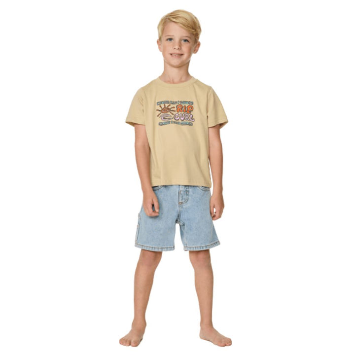 Rip Curl Cosmic Surfing Logo Tee Boy Khaki Sand