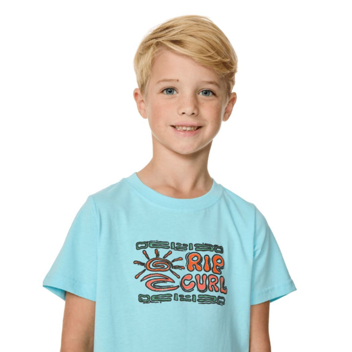 Rip Curl Cosmic Surfing Logo Tee Boy Light Blue