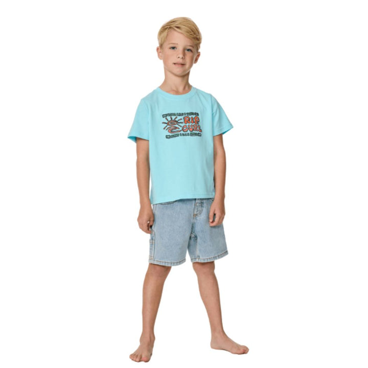 Rip Curl Cosmic Surfing Logo Tee Boy Light Blue