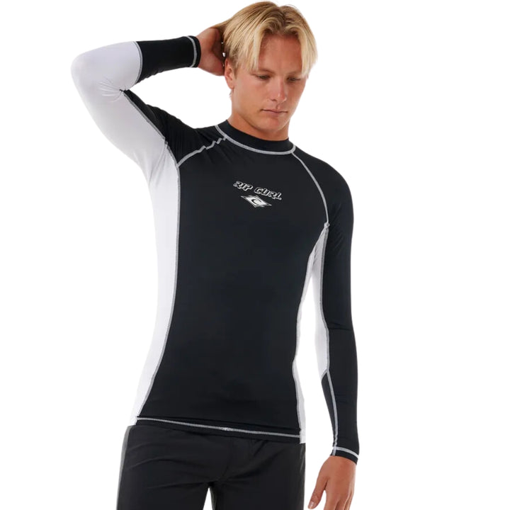 Rip Curl Fade Out UPF Perf Long Sleeve Black White 